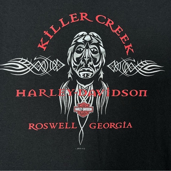 Harley Davidson Killer Creek Roswell Georgia Native American Black Tee Shirt 2XL - Picture 2 of 5